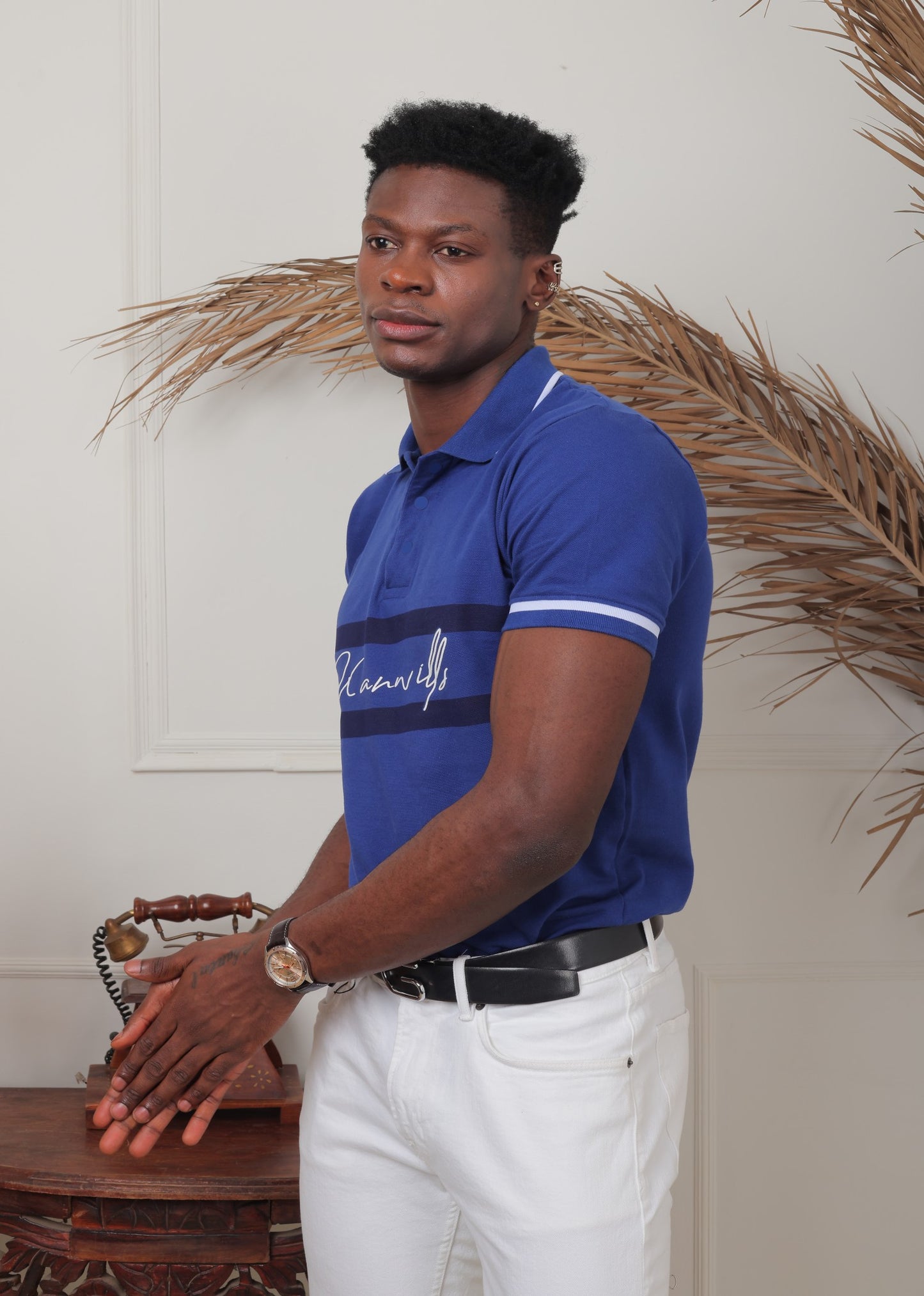 BW Blue Racked Joint Kanwills | Slim Fit Polo