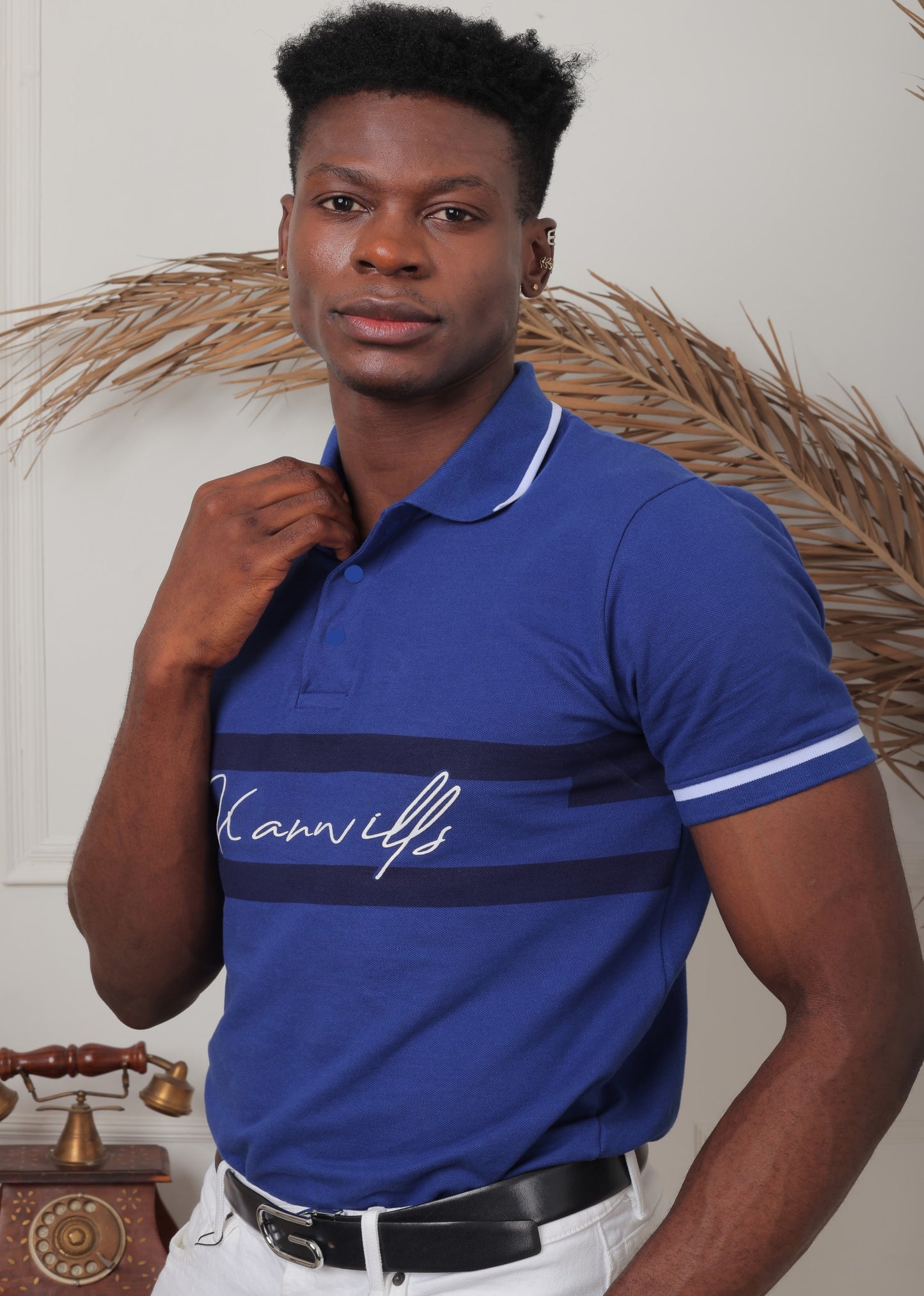 BW Blue Racked Joint Kanwills | Slim Fit Polo