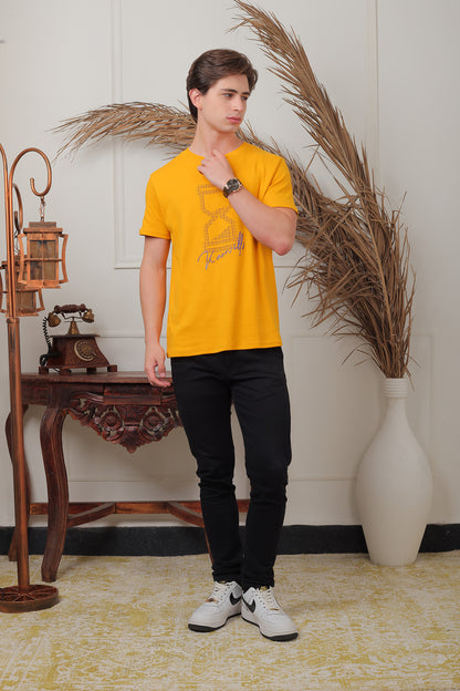 Yellow Kanwills Sandglass printed  | Regulat Fit