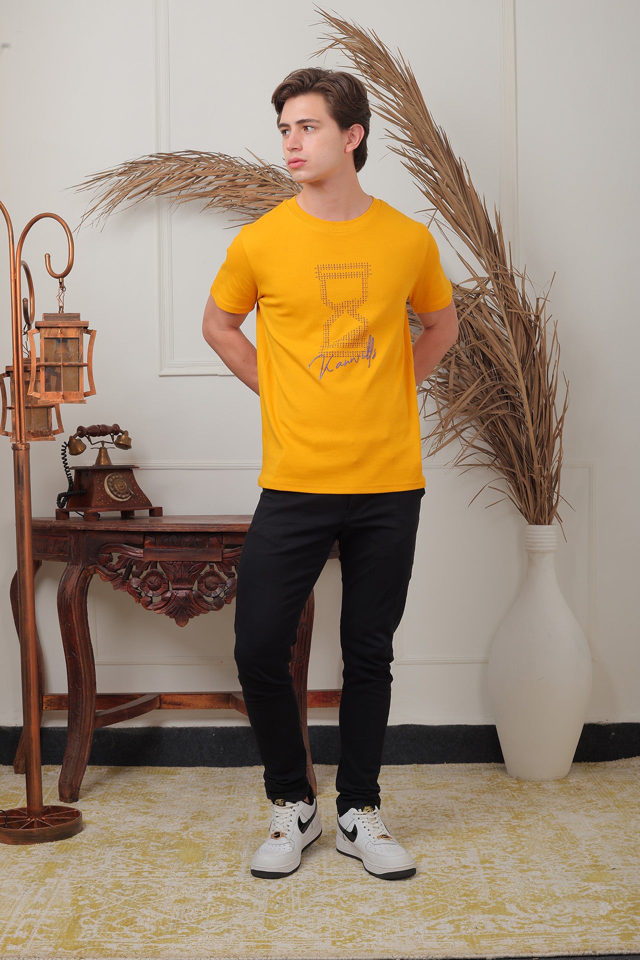 Yellow Kanwills Sandglass printed  | Regulat Fit