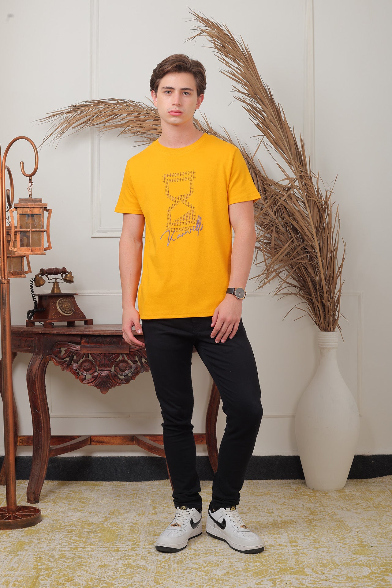 Yellow Kanwills Sandglass printed  | Regulat Fit