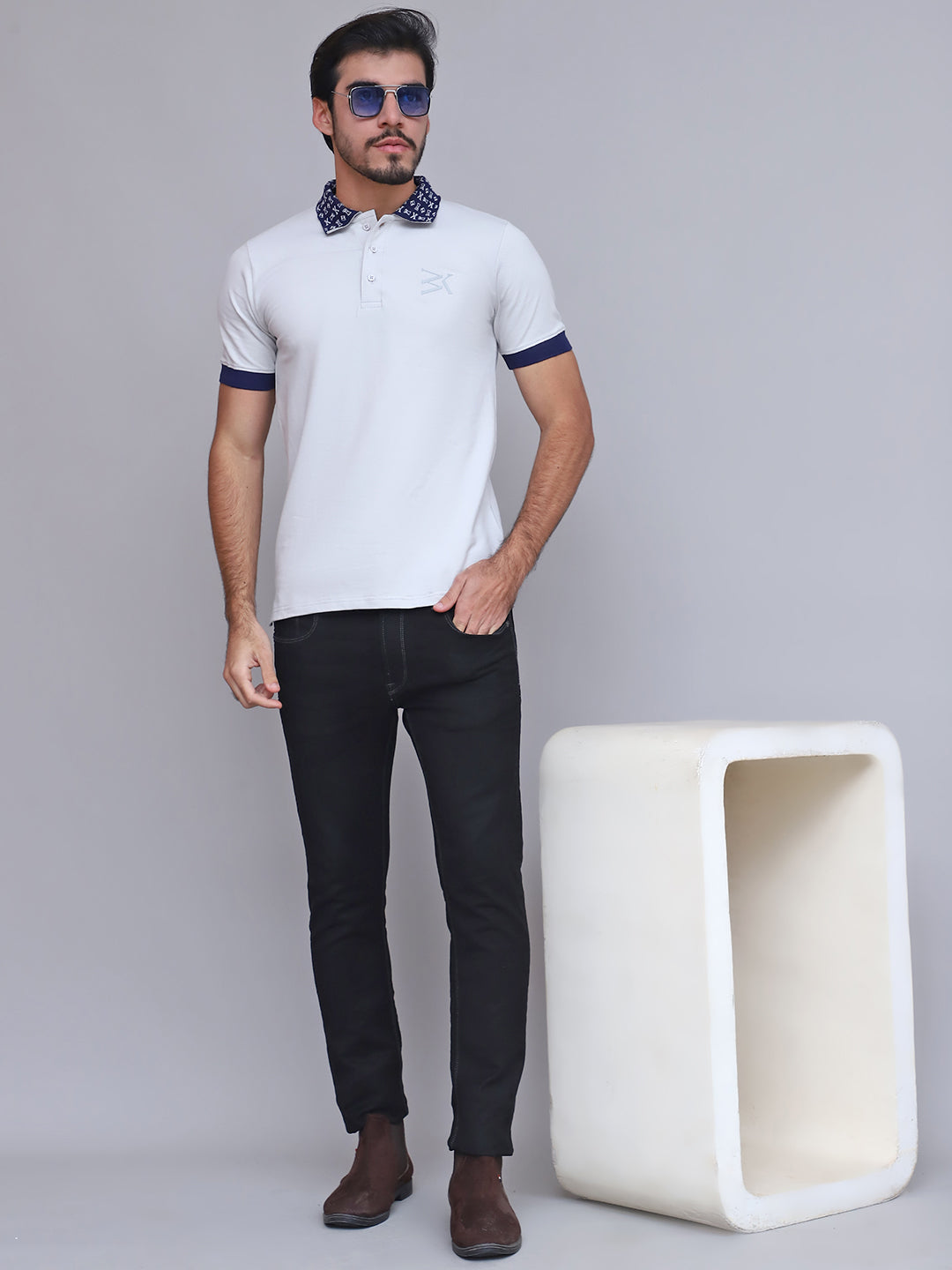 BW Blue Monogram | Slim Fit Polo